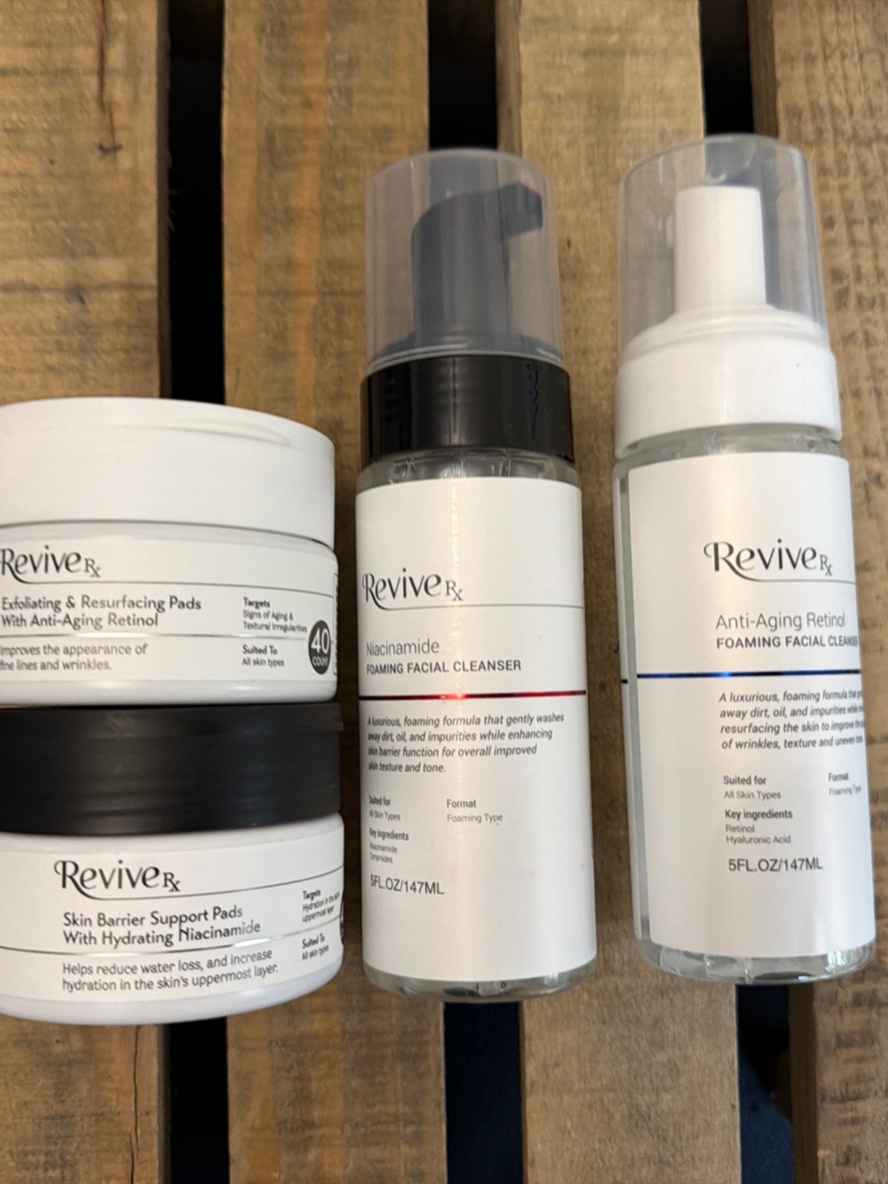 Revive Anti Aging Skincare Set – Gentle Cleanser, Foaming Wash & wipes